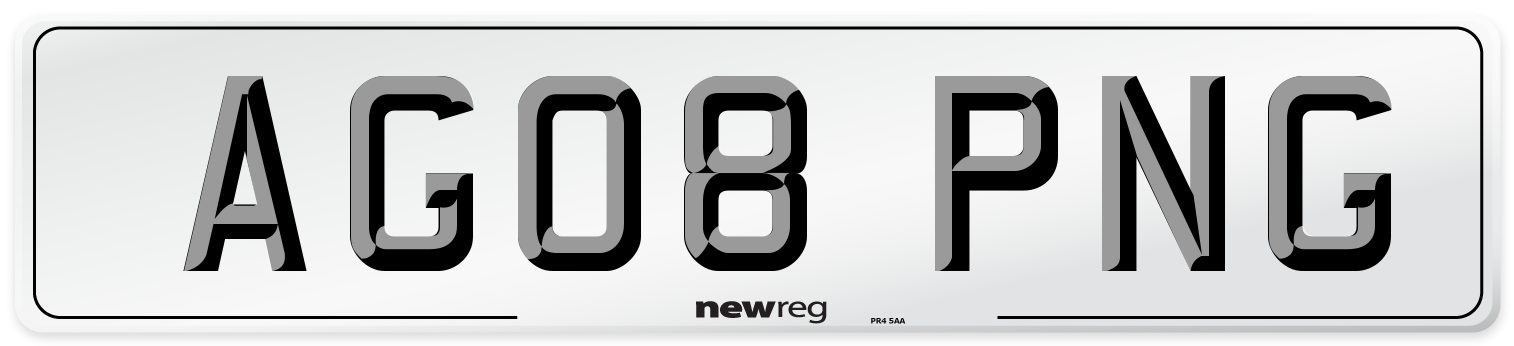 AG08 PNG Number Plate from New Reg